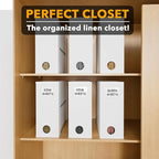 SpaceAid 6 Pack Bed Sheet Organizers and Storage, Foldable Sheet Organizer for Linen Closet, Sheets Set Folder Keeper with Window XL (Queen & King Size) Bedding Container, (White, 6 Pack)