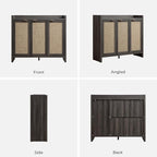 SICOTAS Shoe Storage Cabinet, 30 Pairs Rattan Shoe Cabinet Storage for Entryway, 6-Tier 41" Tall Large Shoe Cabinet, Boho Farmhouse Cabinet with Doors for Entryway Hallway Living Room, Black Oak