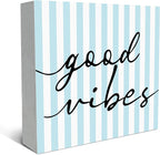 SRADMO Inspirational Wood Box Sign Desk Decor, Inspirational Office Decor, Light Blue Striped Motivational Theme Wooden Block Box Sign Decoration for Home Office Shelf Table Decorative Accessories
