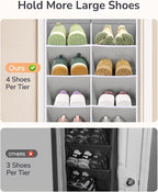 ULG Over The Door Shoe Organizer with 16 Large Pockets, Hanging Shoe Rack for Closet Door, Space Saving Shoe Storage for Boots, Heels & Sneakers,Grey