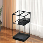 Umbrella Holder Iron Stand Rack Storage Bin Freestanding Organizer with Hollow Out Design Promotes Suitable for Home Office Corridor Apartment, Black
