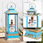 12" Christmas Snow Globe Lantern with Snowman - Water Swirling Glitter LED Light Lantern with Music - Vintage Xmas Gifts - USB Plug or Battery Operated Home Decor (Snowman family)