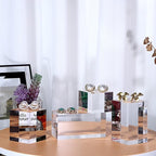 Hipiwe 4PCS Acrylic Display Risers Stand Clear Square Action Figures Collection Organizer Holder Collectibles Display Blocks Tabletop Jewelry Perfume Display Stand Photography Props
