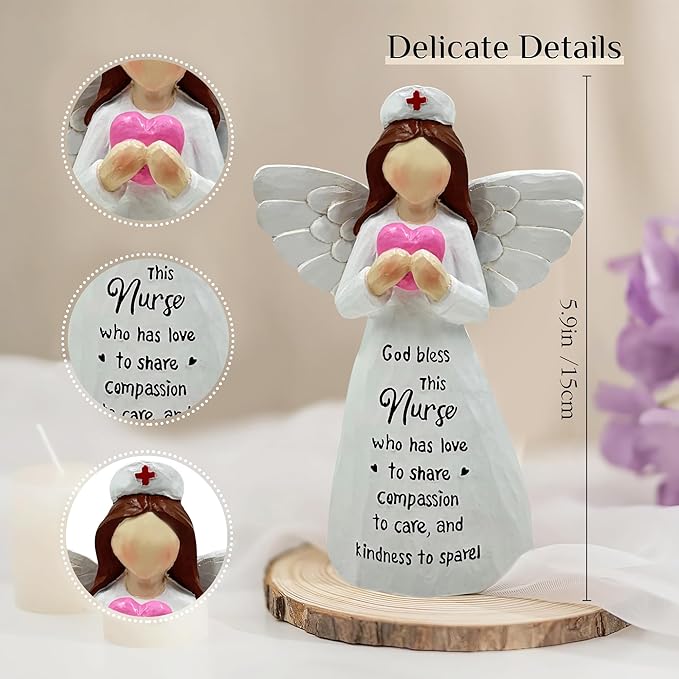 Nurses Gifts - Hand-Painted Nurse Angle Figurine for Women, Nurse Practitioner, RN, Healthcare Workers - Graduation and Medical Graduates Resin Doll - 5.9 Inches Decor for Christmas
