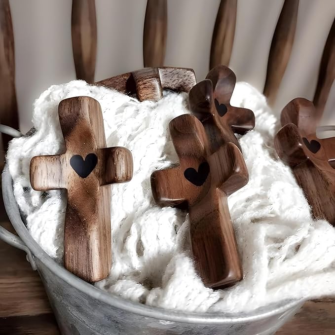 Cross My Heart/Encouragement Gift Wood Comfort Pocket Prayer Cross for Clutching, Clinging and Praying Christian Religious Gift