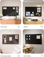 Fluxynara Large Bulletin Board, 59" x 35.4" Cork Board Alternative with 24 Safe Removable Adhesive Tabs, Foldable Felt Pin Board for Home Office, Classroom, Bedroom,Entryway for Walls—Black
