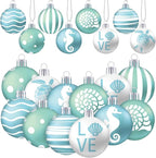 HyDren 40 Pcs Summer Ornaments for Tree 1.2 Inch Mini Beach Ocean Hanging Tree Decorations Seashells Seahorses Turtles Ornaments Balls for Holiday Party Favor Home Decorative Tropical Supplies