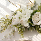 IUIBMI 29.5 inch Wedding Arch Flowers, Spring Decorative Peony Swags with Green Leaves Rustic Artificial Floral Swag Peony Door Wreath for Front Door Wedding Arch Wall Decor (B)