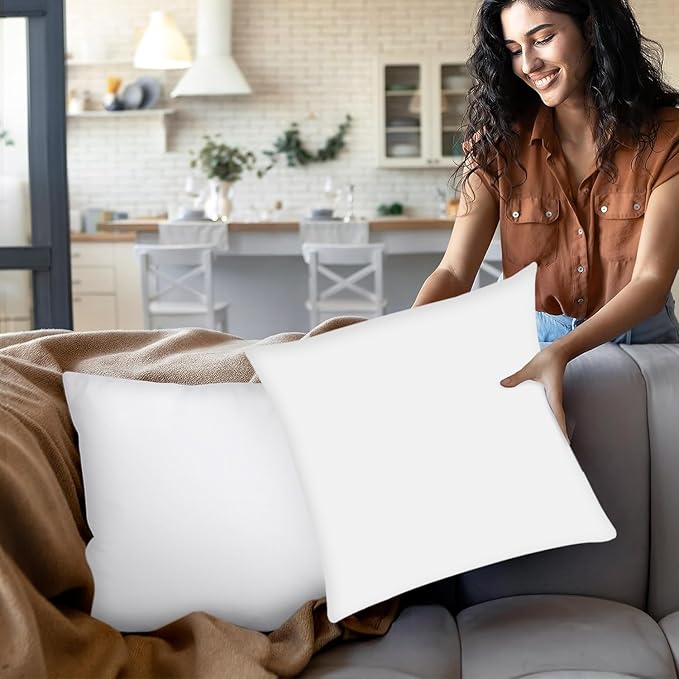Covers & All Throw Pillow Inserts Only Pack of 4, Durable Soft Square 12 x 12 Inches 65 GSM Non-Woven Fabric with 15D Silicon Fiber Filling, Universal uses for Home Decor Office Indoor Outdoor