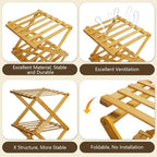 Simcat Bamboo Shoe Rack, Portable Folding Shoe Storage Rack,No Installation Free Standing Shoe Rack for Entryway, Closet, Dorm/Small Spaces (7 Tier)