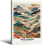 Vintage Yayoi Kusama Grasslands Posters Japanese Wall Art Yayoi Kusama Abstract Landscape Canvas Print for Stylish Room Bedroom Living Room Gallery Decor 20x30in Framed