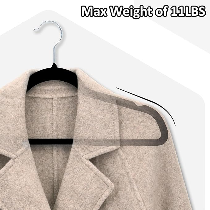ELONG HOME Velvet Hangers, 50 Pack Black Slim Felt Hangers with 360 Swivel Hook, Non-Slip, Heavy Duty for Coats, Pants & Dresses