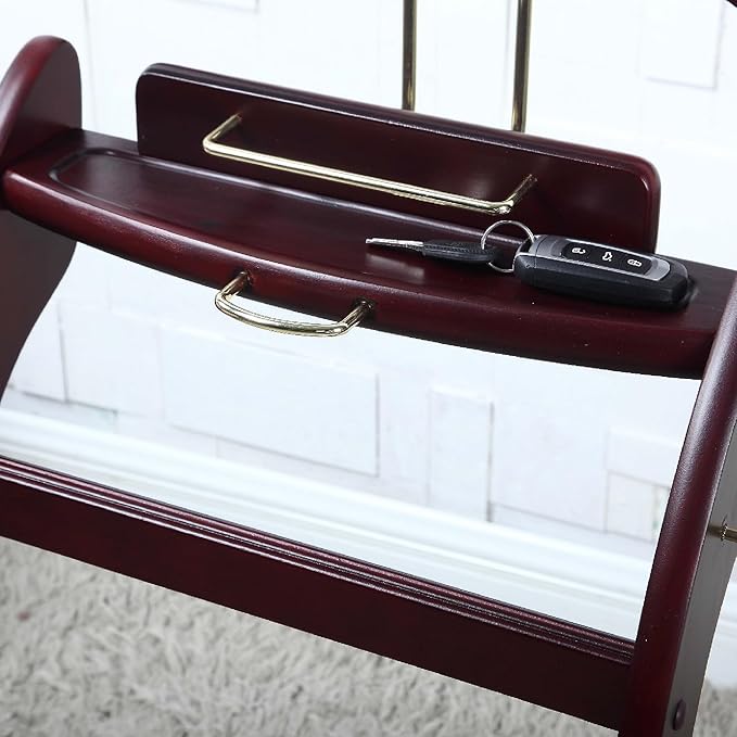 Proman Products - Windsor Executive Wardrobe Valet, Mens Valet Stand, Accessory & Clothes Organizer (Mahogany)