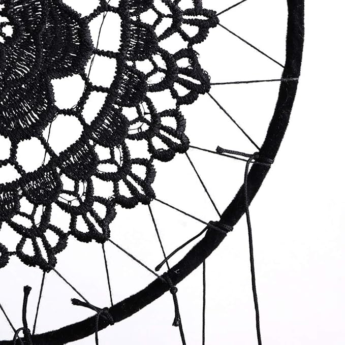 Dream Catcher, Wall Mounted Dream Catcher Feathered Dream Catcher Handmade Dream Catcher Black Boho Bedroom Dream Catcher