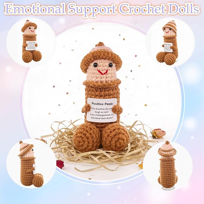 Emotional Support Plush with Removable Hats - Funny Stress Relief Gift for Men and Women Friends , Colleagues, Cute Crochet Office Decor for Office and Home, Unique Birthday Valentine‘s Day Gag Gift