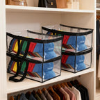 4 Pcs Hat Storage for Baseball Caps, All Clear Hat Organizer for Baseball Caps with 2 Sturdy Handles Stackable Hat Bags Holds Up to 48 Hats, Foldable for Home and Travel