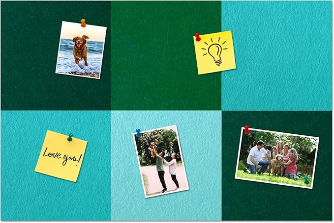 Square Felt Cork Bulletin Board Tiles, Self Adhesive DIY Felt Pin Board for Wall 30" x 20" with 35 Pushpins for Office School Home Wall Decor Stickers Memos Photos Display (Gradual Green)