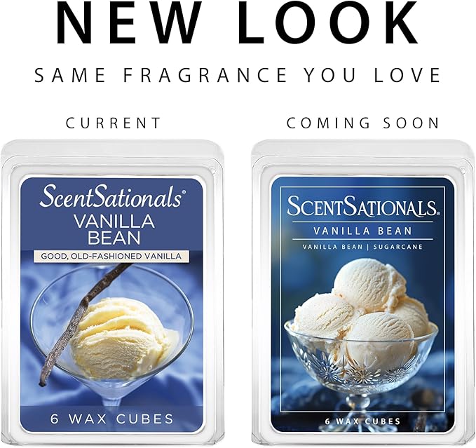 Scentsationals Scented Wax Cubes - Vanilla Bean - Fragrance Wax Melts Pack, Electric Home Warmer Tart, Wickless Candle Bar Air Freshener, Spa Aroma Decor Gift - 10oz (24-Cubes)