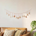 opulinea Moon Phase Garland Rose Gold Hammered Metal - Celestial Boho Wall Hanging Decor Moon Phases Ornament for Bedroom Aesthetic Above Bed Living Room Home Decor