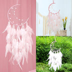 Dream Cathers Wall Decor, Crosszen Handmade Dream Catchers for Girls Kids with Pink Feather, Native American Dreamcatcher for Bedroom Home Decor Wall Hanging Ornament Craft