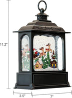 Wondise Christmas Musical Snow Globe Lantern with 6 Hour Timer, 11.2 Inch USB Plug-in & Battery Operated Spinning Water Glitter Lighted Snow Globe Christmas (Santa Claus and Sleigh)