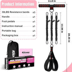 Upgraded Multifunction Pedal Resistance Band with Handle, 3 Tube Adjustable Resistance Bands for Abdomen, Waist, Arm, Core/ABS, Leg Workout - Sit Up Exercise Equipment for Women