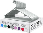 Utopia Home Plastic Hangers 30 Pack - Clothes Hanger with Hooks - Durable & Space Saving (Grey)