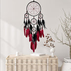 Red and Black Dream Catcher Large Dream Catchers Wall Decor Handmade Feather Dreamcatcher Wall Hanging Ornament for Bedroom Living Room Home Decor