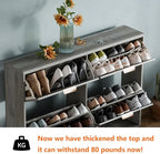 Shoe Cabinet Storage,Modern Freestanding Organizer with 4 Flip Drawers,Narrow Shoe Rack Cabinet for Entryway,Grey