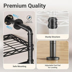 Timate F4 Wall Mounted Clothes Rack Industrial Pipe Clothing Rack for Hanging Clothes, Expandable Garment Rack Heavy Duty Wardrobe Closet Organizer and Storage, Black Adjustable Industrial Closet Kit