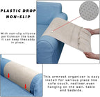 NB Sofa Armrest Organize Remote Holder Bedside Caddy Organizer with 5 Pockets，Non-Slip Couch Remote Control Holder Couch Armchair Caddy Accessories (Beige, 35"X12.4")