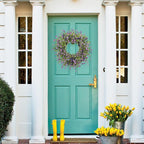 LLZLL Purple Spring Wreaths for Front Door 22 Inch Summer Wreath Artificial Violet Lavender Wreath with Eucalyptus Leaf for Spring Easter Home Decorations