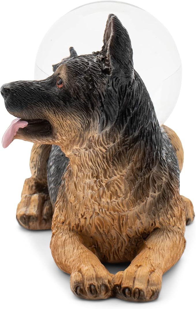 Elanze Designs German Shepherd Mother and Baby Miniature 45MM Sturdy Polyresin Magical Whimsical Tabletop Dresser Nightstand Glitter Water Snow Globe Figurine Decoration