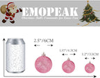 Emopeak 24Pcs Christmas Balls Ornaments for Xmas Christmas Tree - 4 Style Shatterproof Christmas Tree Decorations Hanging Ball for Holiday Wedding Party Decoration (Pink, 1.6"/4.2CM)