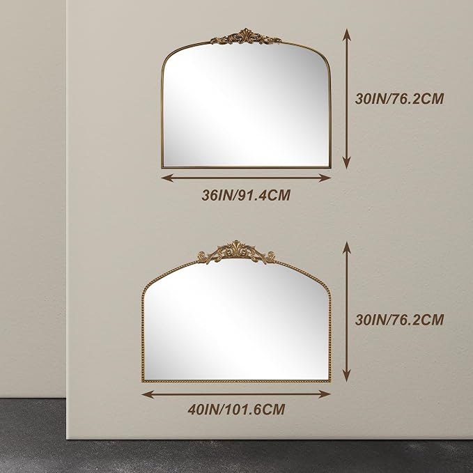 36"X30" Vintage Gold Mirror Baroque Mirror for Wall,Ornate Mirror with Metal Frame,Decorative Mirrors for Living Room,Entryway,Bathroom,and Bedroom
