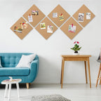 AKTOP Cork Board Bulletin Board 12x12, 1/2" Thick Cork Board Tiles 9 Pack, Small Square Pin Board for Wall, Self Adhesive Corkboards with 120 Push Pin Wood Clips for School, Home & Office
