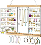 Large Rotating Hanging Jewelry Organizer, 5-Tier Wall Mounted Earring Holder for 180 Pairs, Jewelry Rack for Earrings, Necklaces, Bracelets & Rings, Necklaces, Bracelets & Rings, for Girls, White