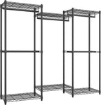 SONGMICS Heavy-Duty Clothes Rack, Garment Rack, Portable Closet, 68.7-Inch Wide Clothing Rack with Adjustable Mesh Shelves and Hanging Rails, Ink Black ULGR433B01