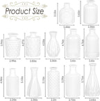 White Glass Bud Vases Set of 12, Small Vases for Flowers, Mini Flower Vases in Bulk for Wedding Decoration, Vintage Vase for Baby Shower Centerpieces, Home Décor