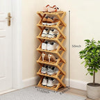 Simcat Bamboo Shoe Rack, Portable Folding Shoe Storage Rack,No Installation Free Standing Shoe Rack for Entryway, Closet, Dorm/Small Spaces (7 Tier)