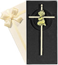 Baby Wall Cross Baptism Gifts for Girl 7-inch Olive Gold Praying Catholic Baby Girl Baptism Crosses for Christening, First Holy Communion & Baby Dedication Gifts, Baptismal Cross Newborn Nursery Decor