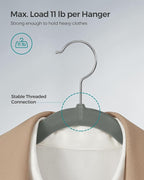SONGMICS Velvet Hangers 50 Pack, Non-Slip Clothes Hangers, Suit Hangers with Shoulder Notches, Pants Bar, 360° Swivel Hook, Space-Saving, for Closet, Gray UCRF029G05