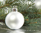 Emopeak 4Pcs Christmas Balls Ornaments for Xmas Christmas Tree - 4 Style Shatterproof Christmas Tree Decorations Hanging Ball for Holiday Wedding Party Decoration (Silver, 4"/10CM)