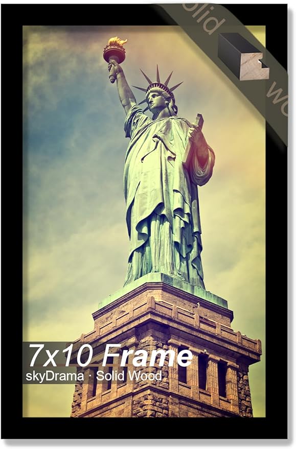 100% Solid Wood 7x10 Picture Frame, Black Frame for 7 x 10 Inch Picture Poster Photo, Light Weight 7 by 10 HQ Matte Black Frame for Wall - 1 Pack/Black/7"x10"