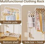 Clothes Garment Coat Rack Drying Clothing Racks Metal Freestanding for Hanging Clothes Portable Closet for Laundry Bedroom White