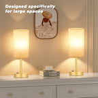 Fenmzee Touch Table Lamp - Cream, 3-Way Dimmable, USB A + C Charging, AC Outlet, 17.4inch Medium, Gold Metal Base