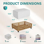 Wisuce Bamboo Under Bed Storage Containers- Underbed Organizer with Wheels with Large Dust Bag,Sturdy Wood Rolling Under the Bed Shoe Storage Organizer Drawer 2 Packs (Walnut, Small)