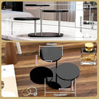 Round Acrylic Display Riser Stands, 3 Tier Jewelry Display Stands for Rings Earrings Mini Figurines 2 Pack(Black)