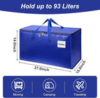 Moving Bags with Zipper - Extra Large Space Saving Totes for Storage, Heavy-Duty Tool Bag with Carrying Handles, Ideal for Camping & Travel, Tag Pocket Included
