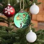 Stained Glass Christmas Decorations, Green Elf Prince Gift Suncatcher for Window Christmas Tree Hanging Ornaments Sun Catcher Xmas Decor Gifts for Women Men Mom Nana Friend Girl Boy